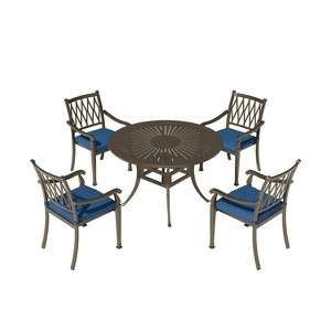 Mondawe 5 Pieces Cast Aluminum Outdoor Patio Dining Set included Armchairs with Cushion - 1 of 1