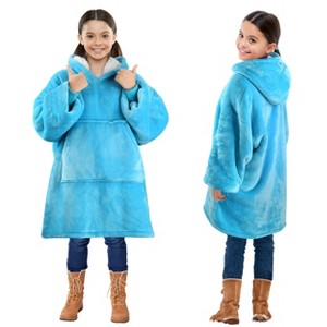 Solaris Fleece Blanket Hoodie Sweatshirt for 7-16yr Kid Teen Youth, Cozy Warm Plush Fleece Wearable Blanket Pullover with Larger Pocket - 1 of 4