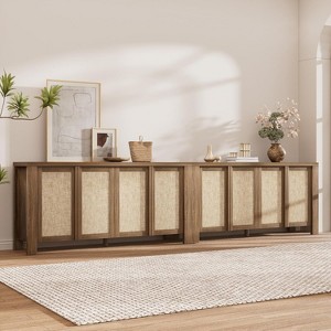 Brafabhome 63" Wide Sideboard with Solid Wood Handles, 4 Doors Buffet Cabinet with Storage Shelf for Living Room, Dining Room, Entryway - 1 of 4