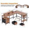 Itopfox L Shaped Desk with Power Outlet, Reversible Computer Gaming Desk with File Drawer & 2 Monitor Stands for Home Office with Storage Shelves - 3 of 4