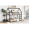 Okak Twin over Twin Metal House Bunk Bed with Built-in Ladder Low Loft Bunk Bed with Safety Guardrail for Kids Teens, Easy Assemble, Black - 2 of 4
