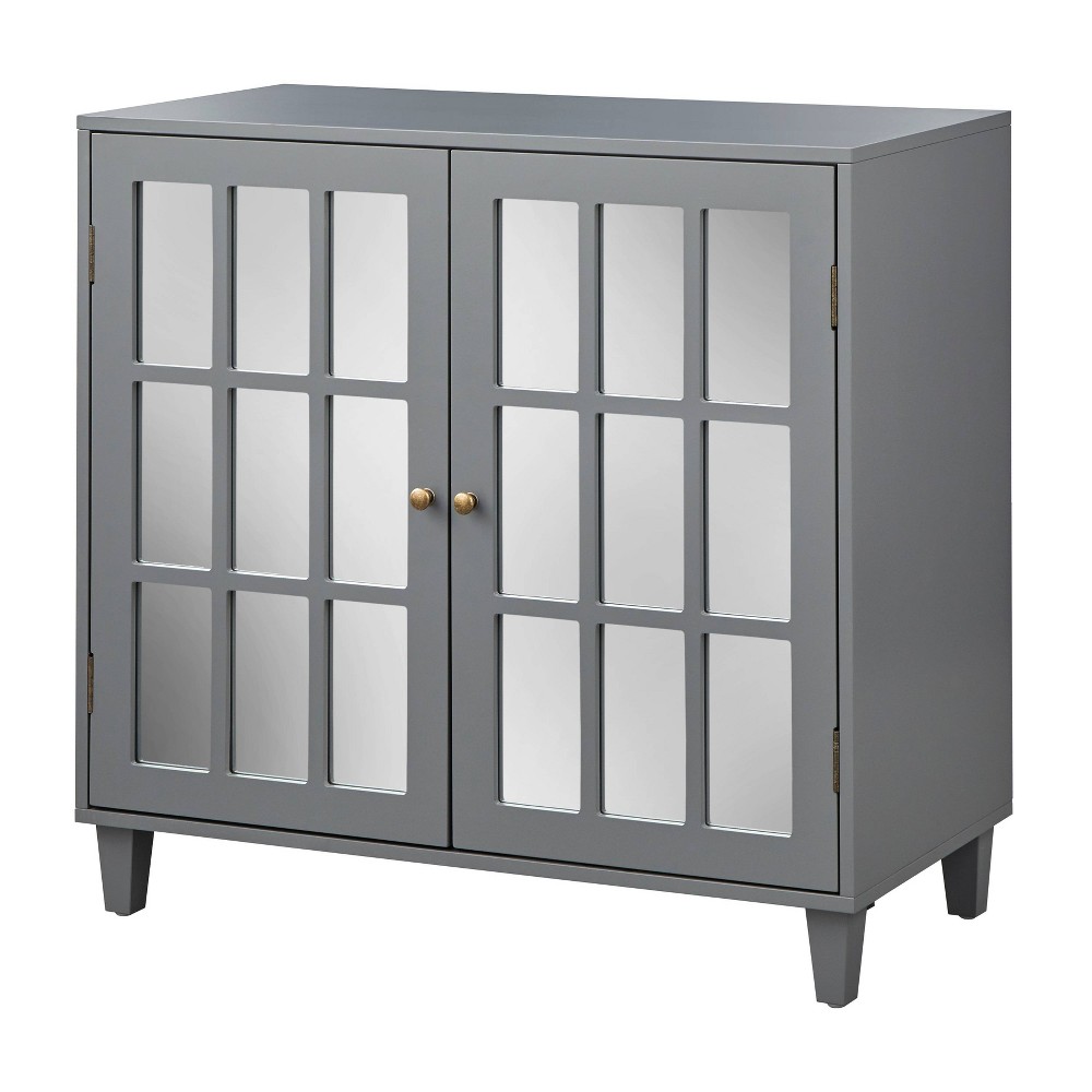 Photos - Wardrobe Matteo Mirrored Door Cabinet Charcoal Gray - Lifestorey