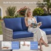 Buenhomino Patio Furniture Set 3PCS Conversation Set Wicker Sofa with 2 Rattan Ottomans Gray Wicker Armest Rattan Couch Set - 4 of 4