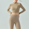 Clotth Women's Yoga Top - Stand Collar Long Sleeve, Droplet Cup, Hollow Back Design, Running Workout Tights, Autumn and Winter Yoga Wear - 4 of 4