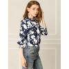 Allegra K Women's Boho Floral Printed Shirts V Neck Pussybow Blouse Top - 2 of 4