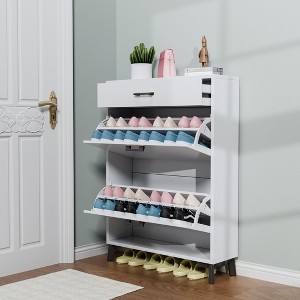 KTMBDW Shoe Cabinet with 2 Flip Drawers and drawer, Hidden Wood Shoe Cabinet, Freestanding Shoe Storage Cabinet for Entryway Hallway - 1 of 4