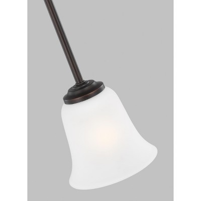 Bronze Glass Mini Pendant Light with Satin Etched Shade