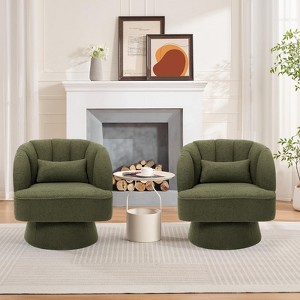 Modern Swivel Barrel Accent Chair 360 Degree Velvet Upholstery Plush Padding Wood Frame Mid Century Lounge - 1 of 4