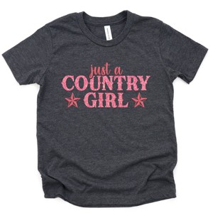 Just A Country Girl Stars Glitter/Puff Print - Youth Short Sleeve Graphic T-Shirt - 1 of 3
