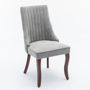 NicBex Set of 2 Velvet Tufted Upholstered Dining Chairs Armless Accent Side Chairs with Wood Legs - 1 of 4