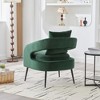 Vynxaria Modern Velvet Open Back Accent Chair with Metal Legs ¨C Cozy Barrel Lounge Chair in Green - 3 of 4