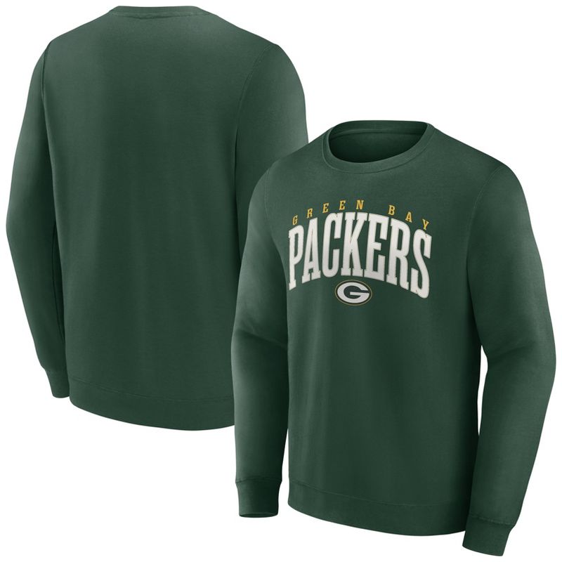 NFL Green Bay Packers Men&#39;s Varsity Letter Long Sleeve Crew Fleece Sweatshirt, 1 of 4