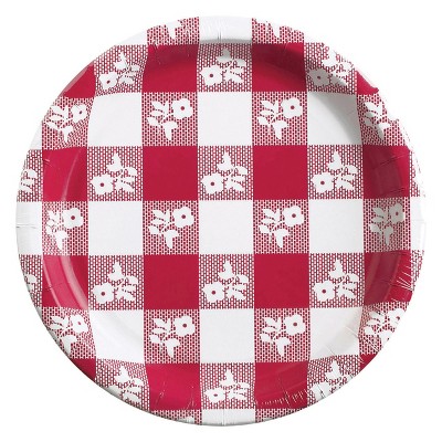 24ct Red Gingham Dessert Plates Red