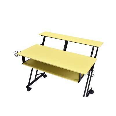 Studio 53'' Yellow Wood Desk with Cup Holder & Keyboard Tray