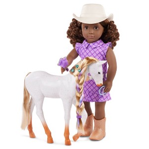 Our Generation Valerie with Hair Play Foal 18" Doll & Horse Accessory Set - 1 of 4