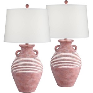 John Timberland Sierra 30" Tall Jug Large Southwest Farmhouse Rustic Western End Table Lamps Set of 2 Brown Living Room Bedroom Bedside Nightstand - 1 of 4