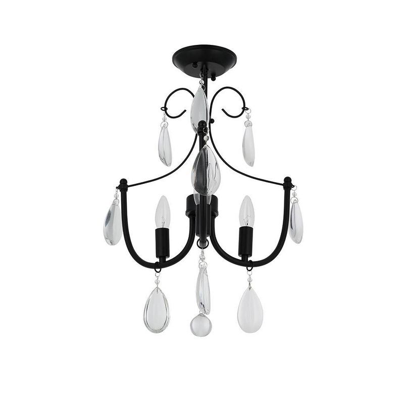3-Light Flushmount with Glass Beads Pendant - Cresswell Lighting, 1 of 9