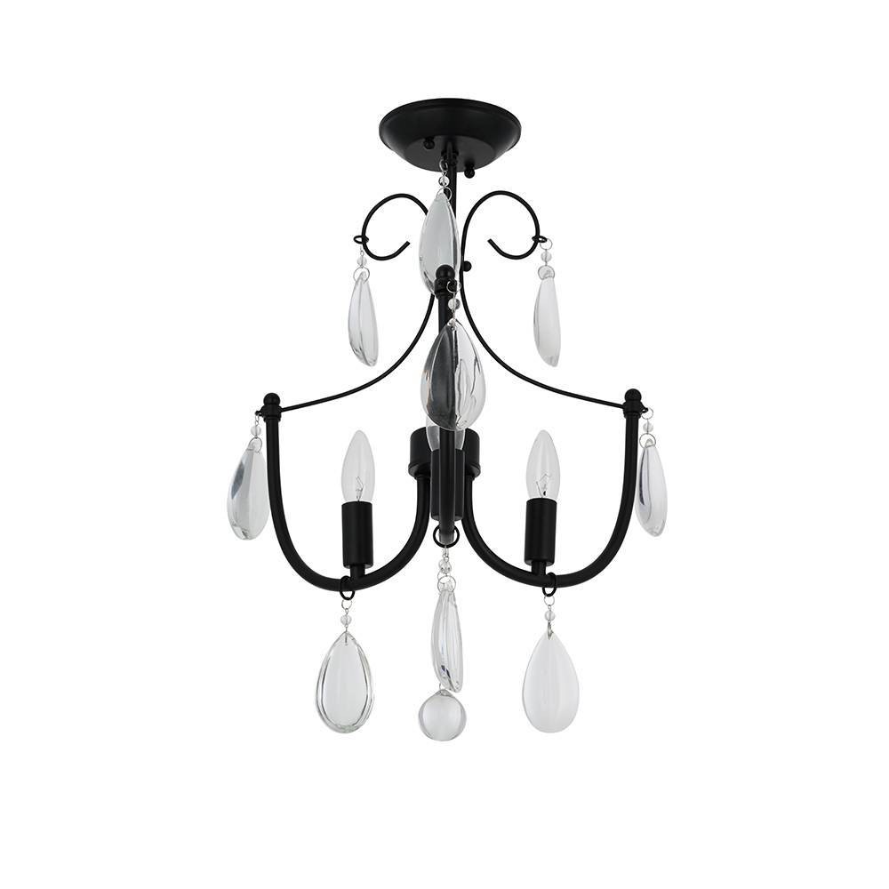Photos - Chandelier / Lamp 3-Light Flushmount with Glass Beads Pendant - Cresswell Lighting