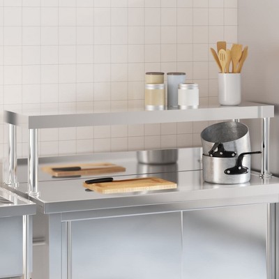 vidaXL Work Table Overshelf 43.3"x11.8"x13.8" Stainless Steel