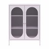 INFURNIC Decorative Storage Cabinets Short 2-Door Metal Accent Cabinet with Fluted Glass Stylish Adjustable Storage, Purple, 31.5"*15.75"*39.96" - 3 of 4
