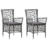 vidaXL Patio Chairs with Cushions, Set of 2 - Poly Rattan Garden Chairs - Water-Resistant & Weatherproof - Gray - 2 of 4