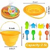 Collapsible Beach Toys Set for Kids, 2.5L Silicone Bucket with Sand Molds, Shovel & Rake - 3 of 4