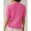 Womens Sweater Knit Tops Short Sleeve No Buttom Polo Collar Sweater Ribbed Cuff Fancy Knitwear - 2 of 4