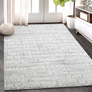 Area Rug for Living Room, Modern Plaid Rugs, Non-Slip Jute Backing, Indoor Floor Carpet - 1 of 4