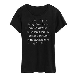 Women's - Instant Message - My Favorite Winter Activity Short Sleeve Graphic T-Shirt - 1 of 4