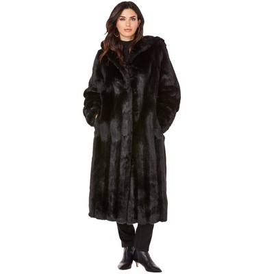 Roaman's Women's Plus Size Full Length Faux-fur Coat With Hood - 6x ...