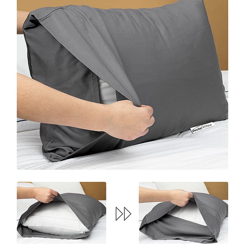 Doctor Pillow Gray Pillow Cases Queen Size 2 Pack, Bamboo Rayon Cooling Pillowcases, 2 of 8