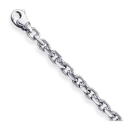 Black Bow Jewelry 4.5mm 14K White Gold Solid Fancy Cable Chain Bracelet