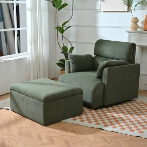KTMBDW Oversized Chair with Storage Ottoman, Wide Accent Armchair Chair for Living Room, Modern Lounge Chair, Upholstered Mid-Century Reading Chair - 1 of 4