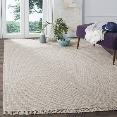 Coastal Charm Ivory and Grey Cotton 6' x 9' Handwoven Rug