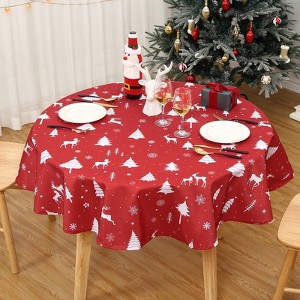 Christmas Tablecloth, Rectangular Fabric Table Cloth, Water-Resistant & Wrinkle Free Xmas Table Cover for Kitchen Dining Room - 1 of 4