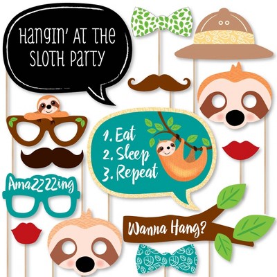 Big Dot of Happiness Let's Hang - Sloth - Baby Shower or Birthday Party Photo Booth Props Kit - 20 Count