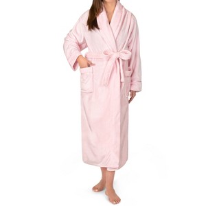 PAVILIA Fleece Robe For Women, Plush Warm Bathrobe, Fluffy Soft Spa Long Lightweight Fuzzy Cozy, Satin Trim - 1 of 4