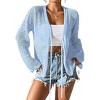 Coolmee Women's Tie Front Lightweight Crochet Cardigan Shrugs Knit Cardigan Crop Tops Cover Up - 3 of 4