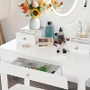 Vanity Desk with Mirror & LED Lights, Makeup Table with Cushioned Stool, 3 Color Lighting Modes, 3 Storage Drawers, Bedroom Dressing Table - 2 of 4