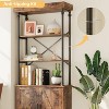 Tall Bookcase with Doors, Farmhouse Storage Open Rack Shelf with Cabinet and Metal Shelf for Home, Office - 2 of 4
