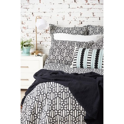 Naya Black and White Geometric Cotton Standard Sham