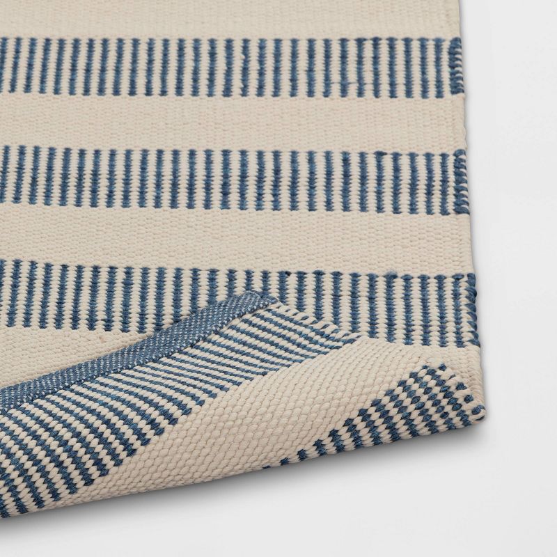 Rectangular Hand Made Woven Outdoor Rug Striped Ivory/Blue - Threshold™ designed with Studio McGee, 5 of 8