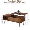 CENGHU 39" Wood Lift Top Coffee Table with Hidden Compartment and Storage Shelf, Dining Table with Wood Legs for Living Room, Reception Room, Brown - 4 of 4