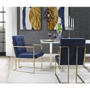 Inspired Home Vanderbilt Button Tufted Dining Chair with Stainless Steel Frame (Set of 2) - 1 of 4