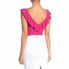 Women's Rib Ruffle Sleeveless V Neck Bodysuit - SOCIALITE - 2 of 3