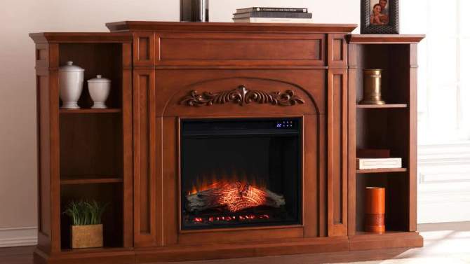 Canterbury Touch Panel Electric Fireplace with Bookcases Autumn Oak - Aiden Lane, 2 of 8, play video