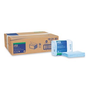 Tork Small Pack Foodservice Cloth, 1-Ply, 11.75 x 14.75, Unscented, Blue/White, 80/Poly Pack, 4 Packs/Carton - 1 of 2
