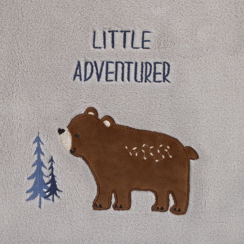 Little Love by NoJo National Park Gray, and Brown Bear Little Adventurer Super Soft Appliqued Baby Blanket, 2 of 5