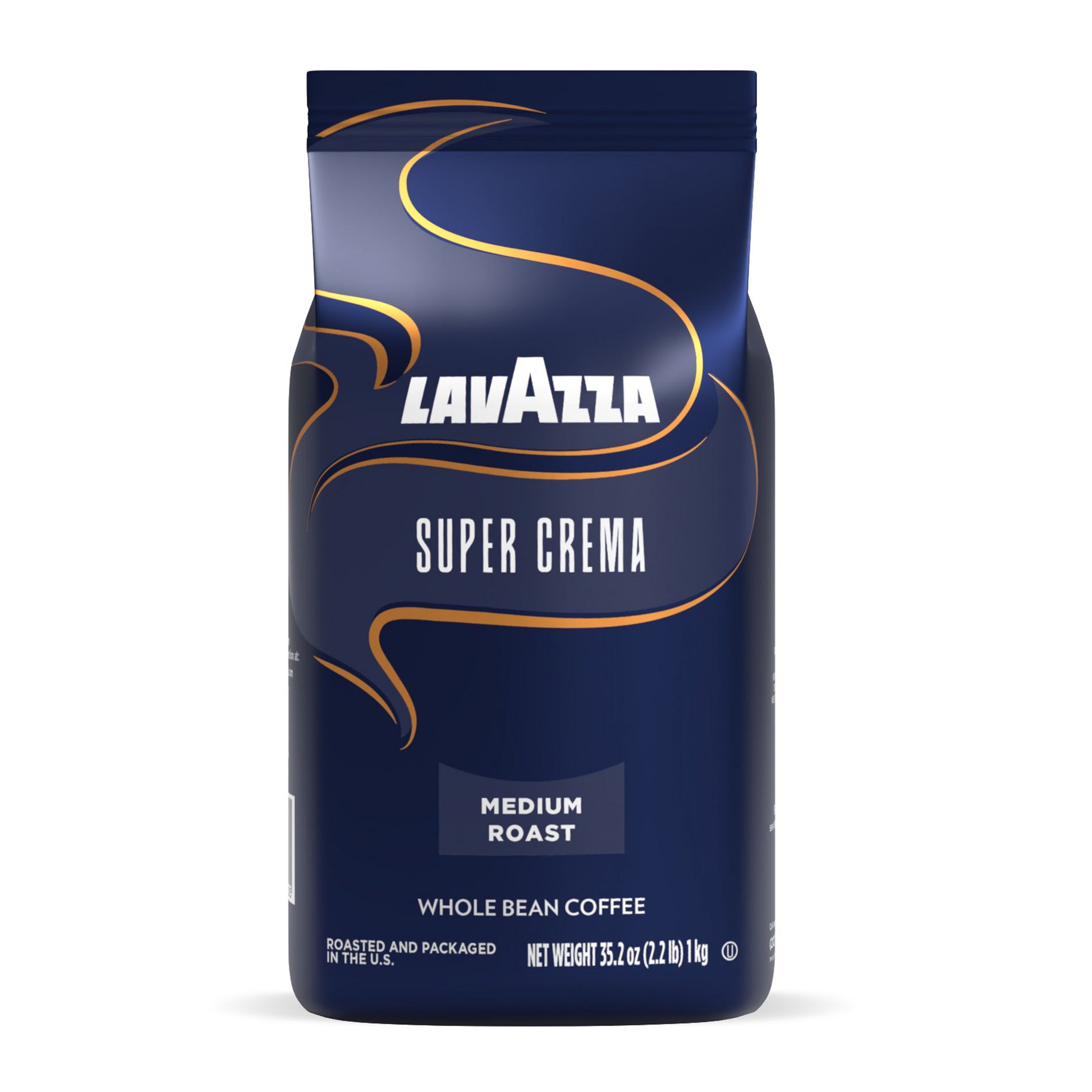 Lavazza Super Crema Whole Bean Coffee, Medium Espresso Roast, Arabica and Robusta Blend, 2.2 lb Bag