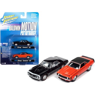 1969 Chevrolet Camaro SS Orange & 1967 Camaro SS Royal Plum Purple "Baldwin Motion" 2 pc Set 1/64 Diecast Cars Johnny Lightning